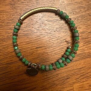 Alex and Ani “Vintage Sixty-Six” Beaded Bracelet – Green & Gold